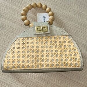 Tommy Bahamas natural nude beige tan cream woven rattan bag purse. New with tags